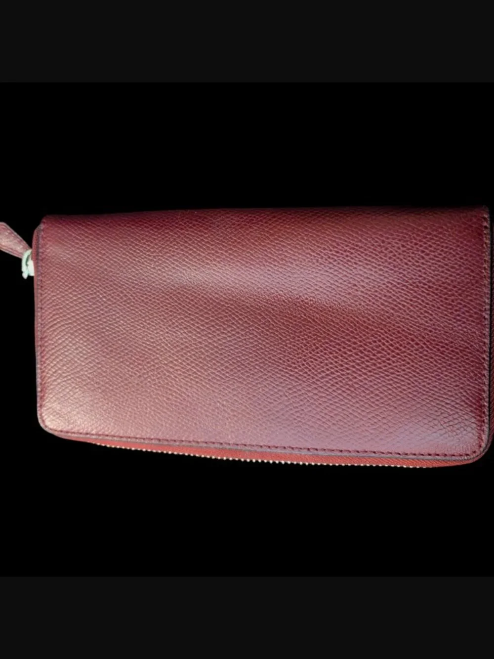 Coach Accordion Zip Burgundy Crossgrain Leather 7.75